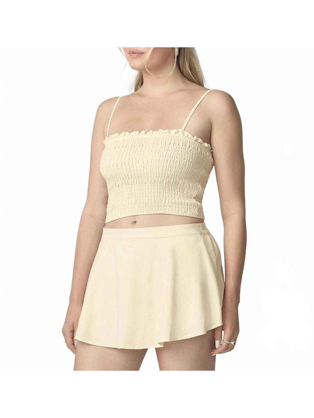 Florence by Mills Sweet Solstice Smocked Crop Cami Pear Sorbet Yellow NWT Medium